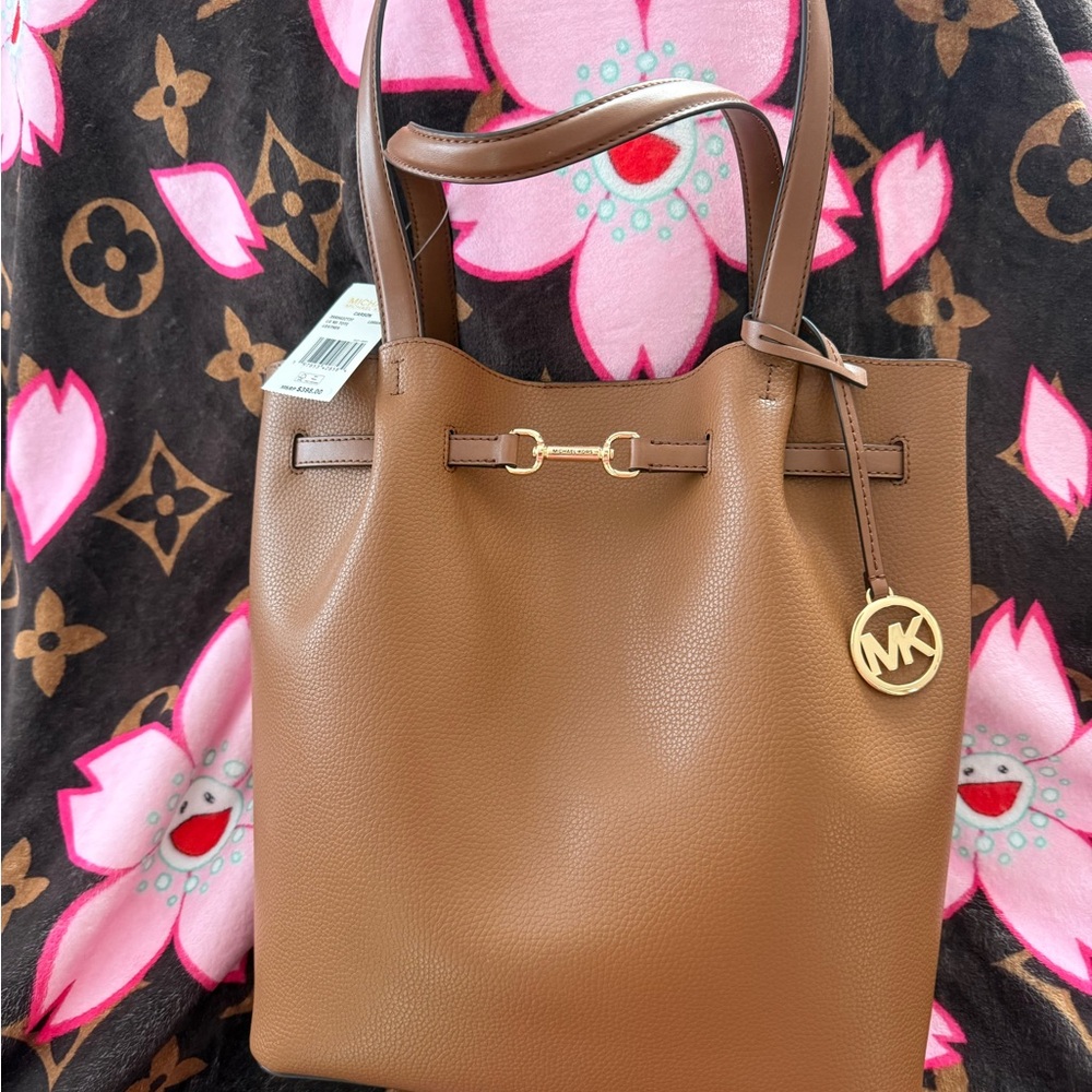Michael Kors Tan Leather Tote with Gold Accents